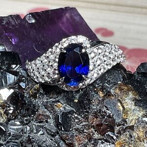 Blue Sapphire .925 Silver Ring 7